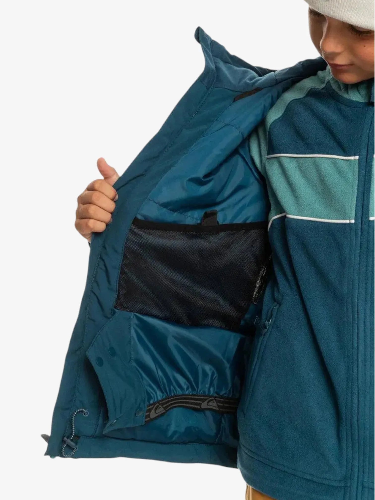 Quiksilver Boys' Side Hit Snow Jacket - Blue & White - Waterproof Winter Coat for Kids - Perfect for Skiing, Snowboarding & Outdoor Adventures