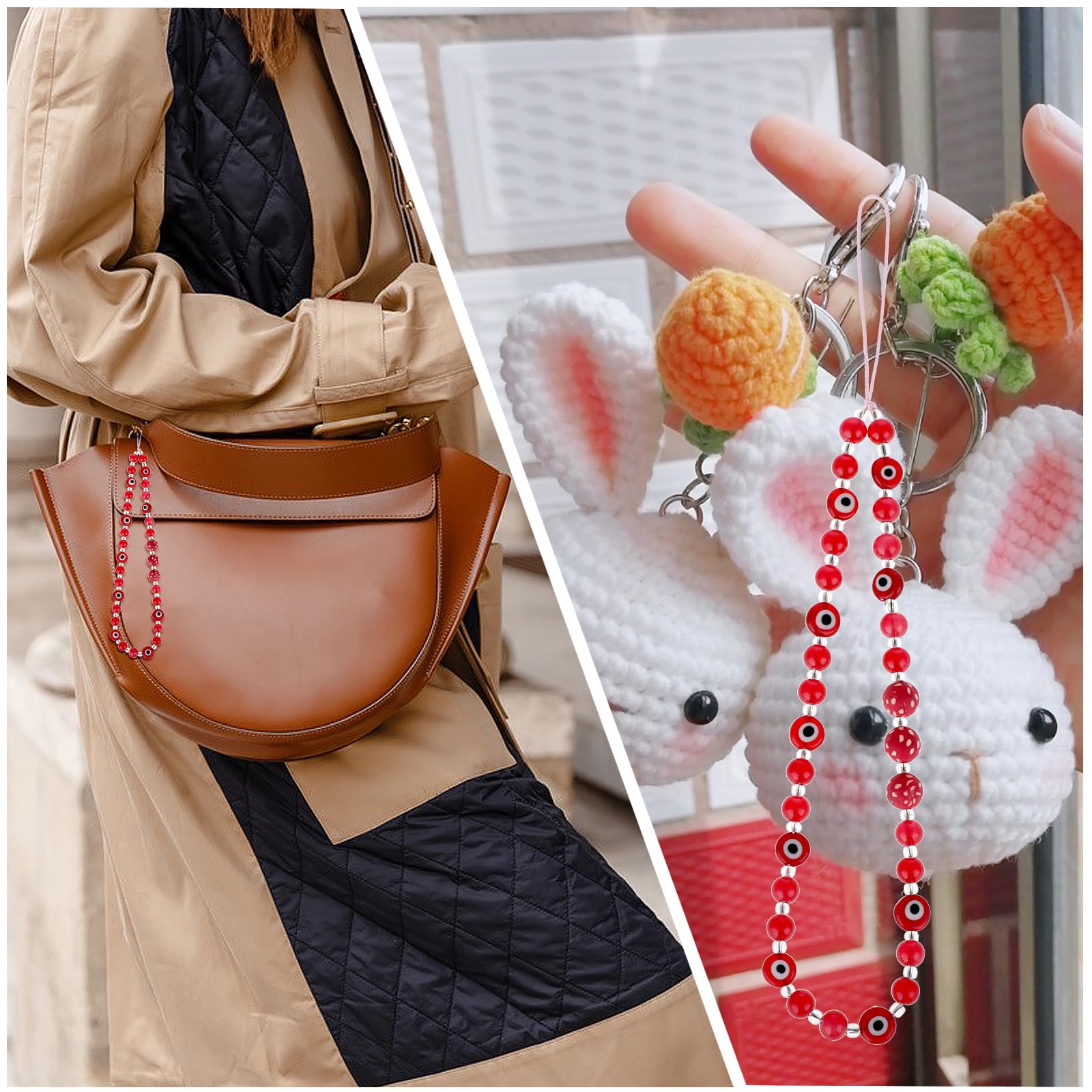 Evil Eye Phone Lanyard with Beads - Stylish Wrist Strap for Phones & Keys - Perfect for Travel & Work