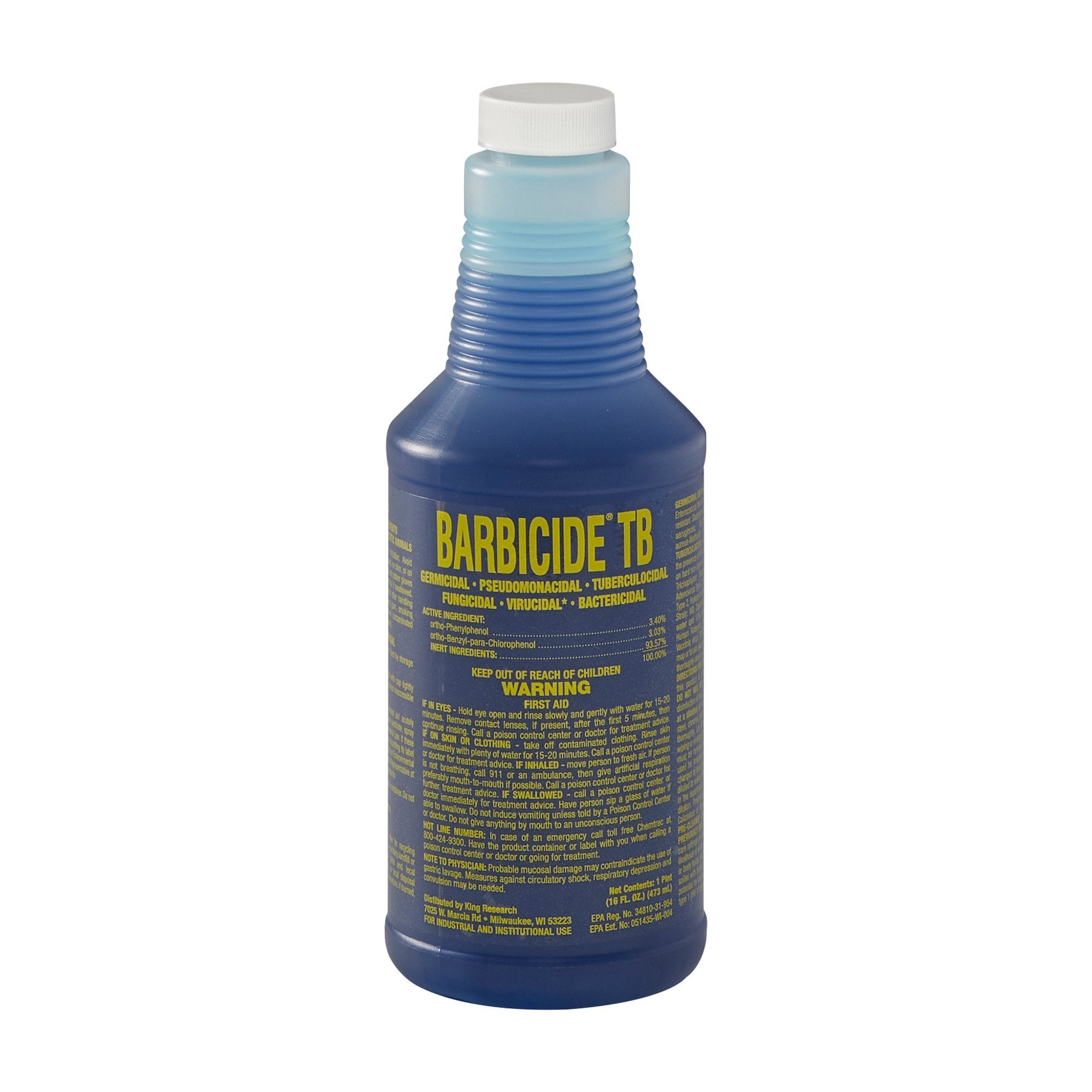 Barbicide TB Disinfectant Solution - 16oz Bottle for Salon & Barber Tools - Professional Sanitizer for Combs, Scissors & Razors