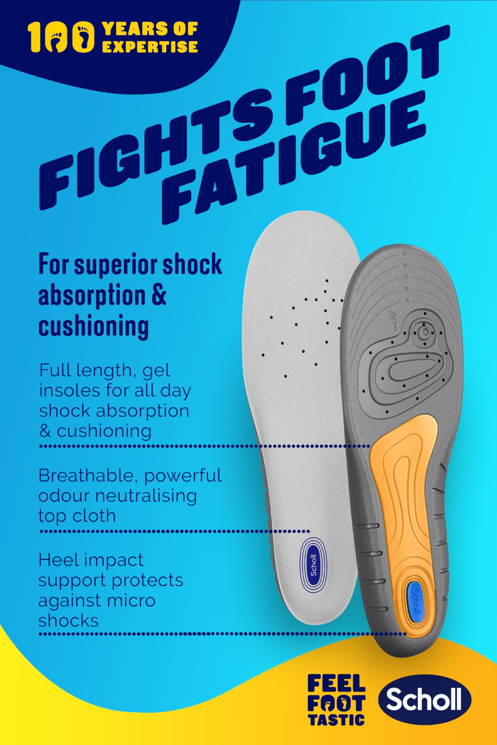 Scholl Women's Gel Activ Work Insoles for Comfort & Support - UK Size 3.5-7.5 - Perfect for Nurses, Teachers & Standing All Day