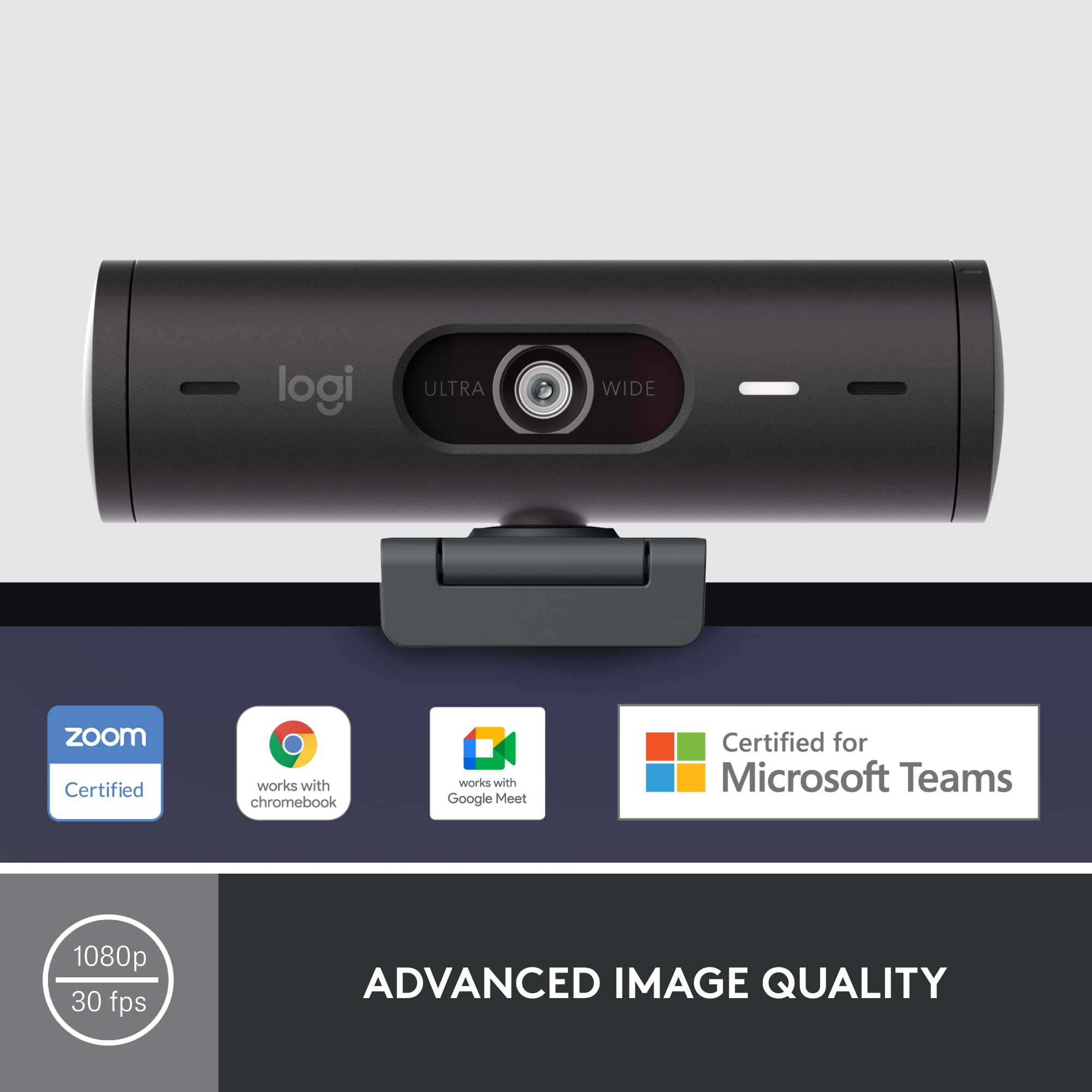 Logitech Brio 501 Full HD Webcam with Auto Light Correction, Show Mode, Dual Noise Reduction Mics, Privacy Cover - Compatible with Microsoft Teams, Zoom, Google Meet - USB-C Cable Included (Black) - Perfect for Remote Work, Online Classes & Video Conferencing