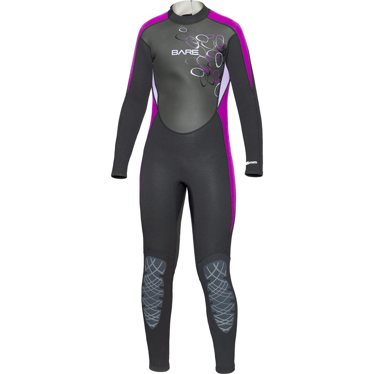 Bare Manta Full 3/2mm Kids Wetsuit - Purple Neoprene Swimwear for Boys & Girls - Perfect for Surfing, Swimming & Water Sports