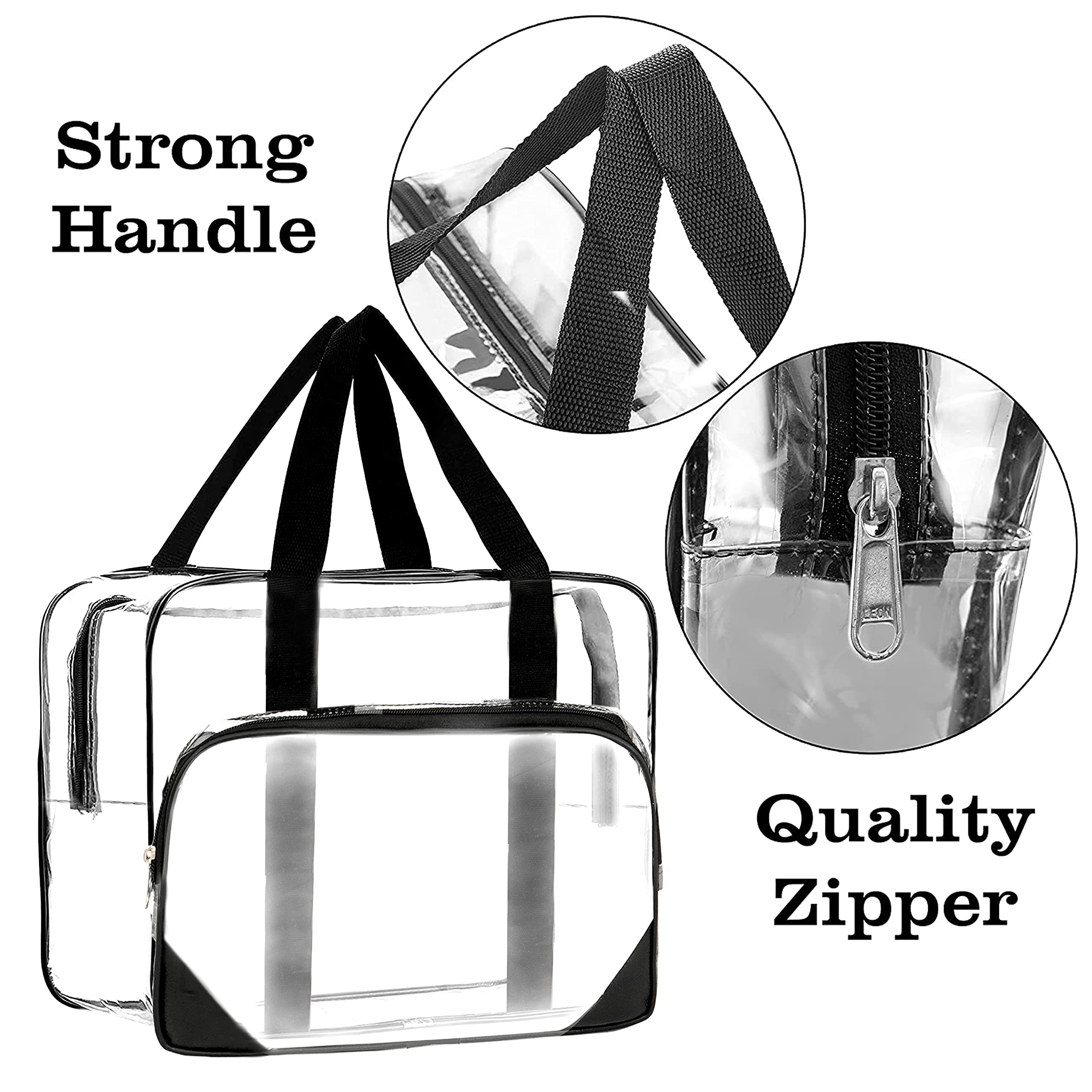 TULMAN Clear Travel Toiletry Bag for Women - Waterproof Cosmetic Organizer with Handle, Zipper Closure Makeup Pouch - Perfect for Bathroom Storage, Gym Essentials & Weekend Getaways