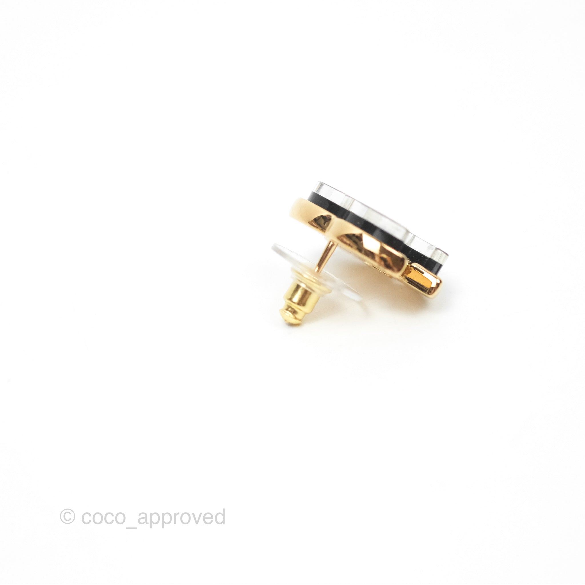 Chanel CC Black Resin Earrings 23K Gold Tone - Luxury Fashion Jewelry for Women, Perfect for Parties, Weddings & Special Occasions