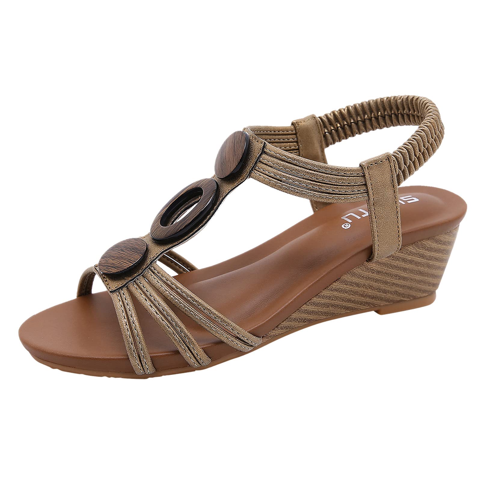 Women's Bohemian T-Strap Peep Toe Sandals - Comfortable Beach & Hiking Flats for Outdoor Adventures, Summer Travel & Casual Wear