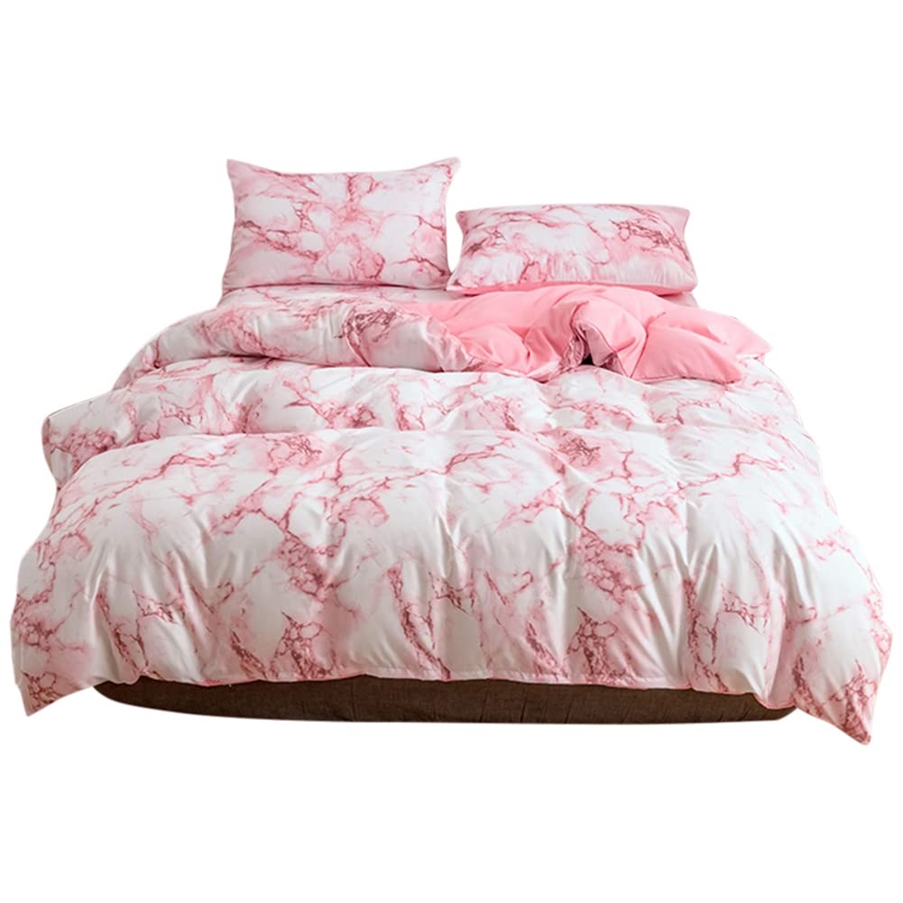 Marbled Duvet Cover Set - Luxury Marble-Pink Bedding Set for Queen/King Size | Soft & Breathable Bedroom Decor for Master Bedroom, Guest Room & Dorm | Perfect for Modern Home, Hotel & Airbnb Styling