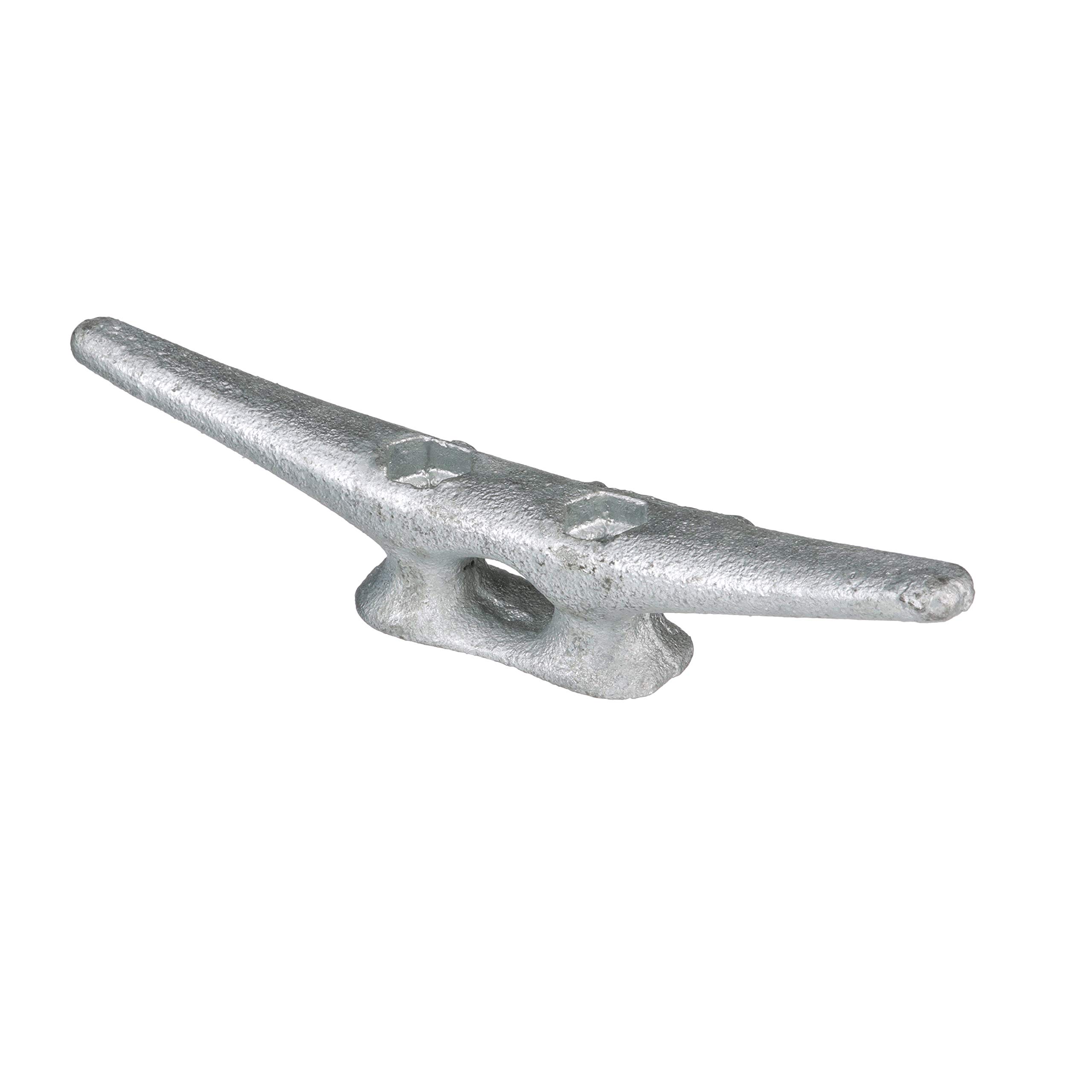 Seachoice 6-Inch Galvanized Gray Iron Open Base Dock Cleat - Heavy-Duty Marine Boat Cleat for Docks, Piers & Waterfront Use
