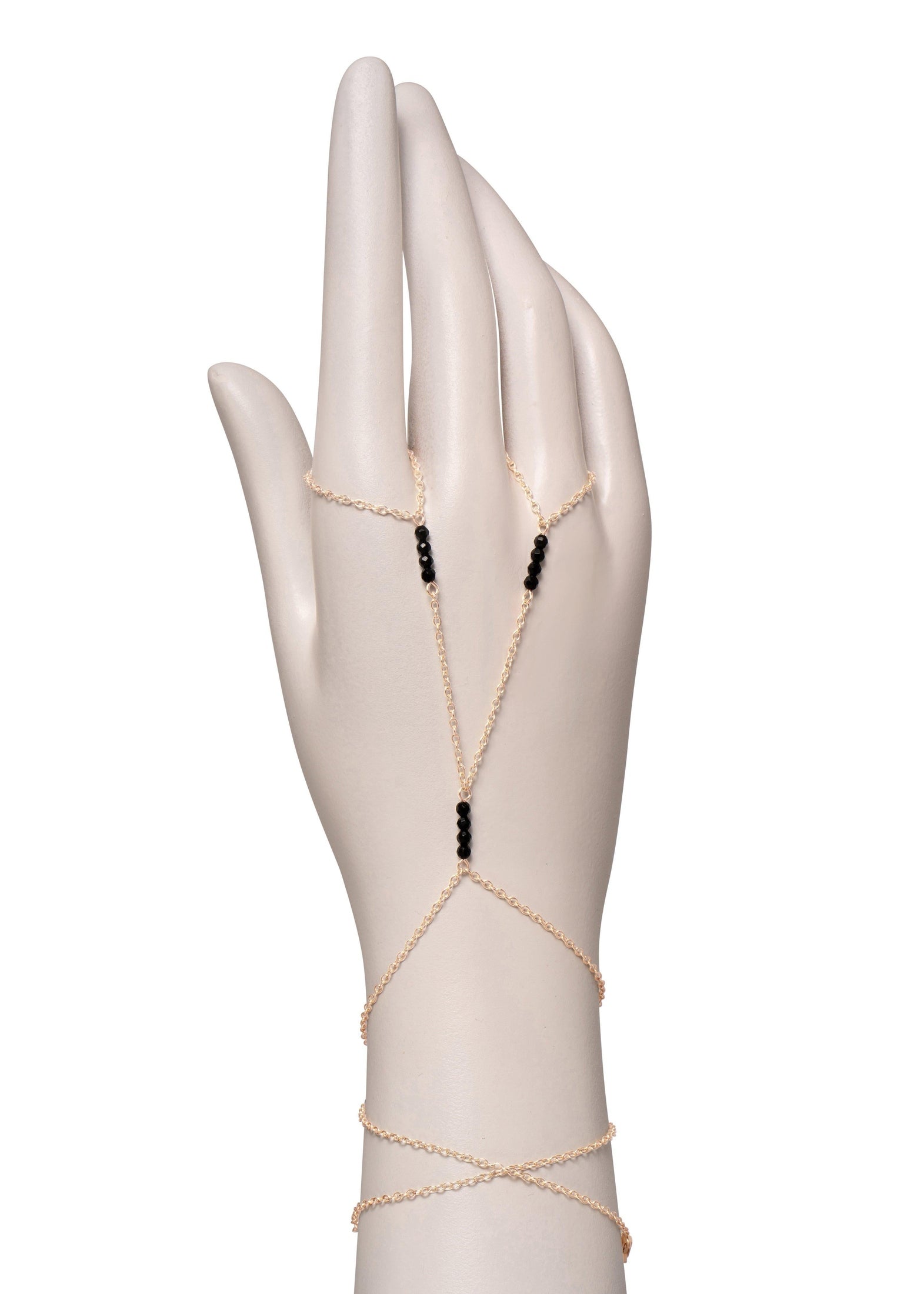 Double Simplicity Gemstone Hand Chain Bracelet - Elegant Beaded Wrist Jewelry for Women, Boho Chic Accessory for Parties, Weddings & Everyday Wear