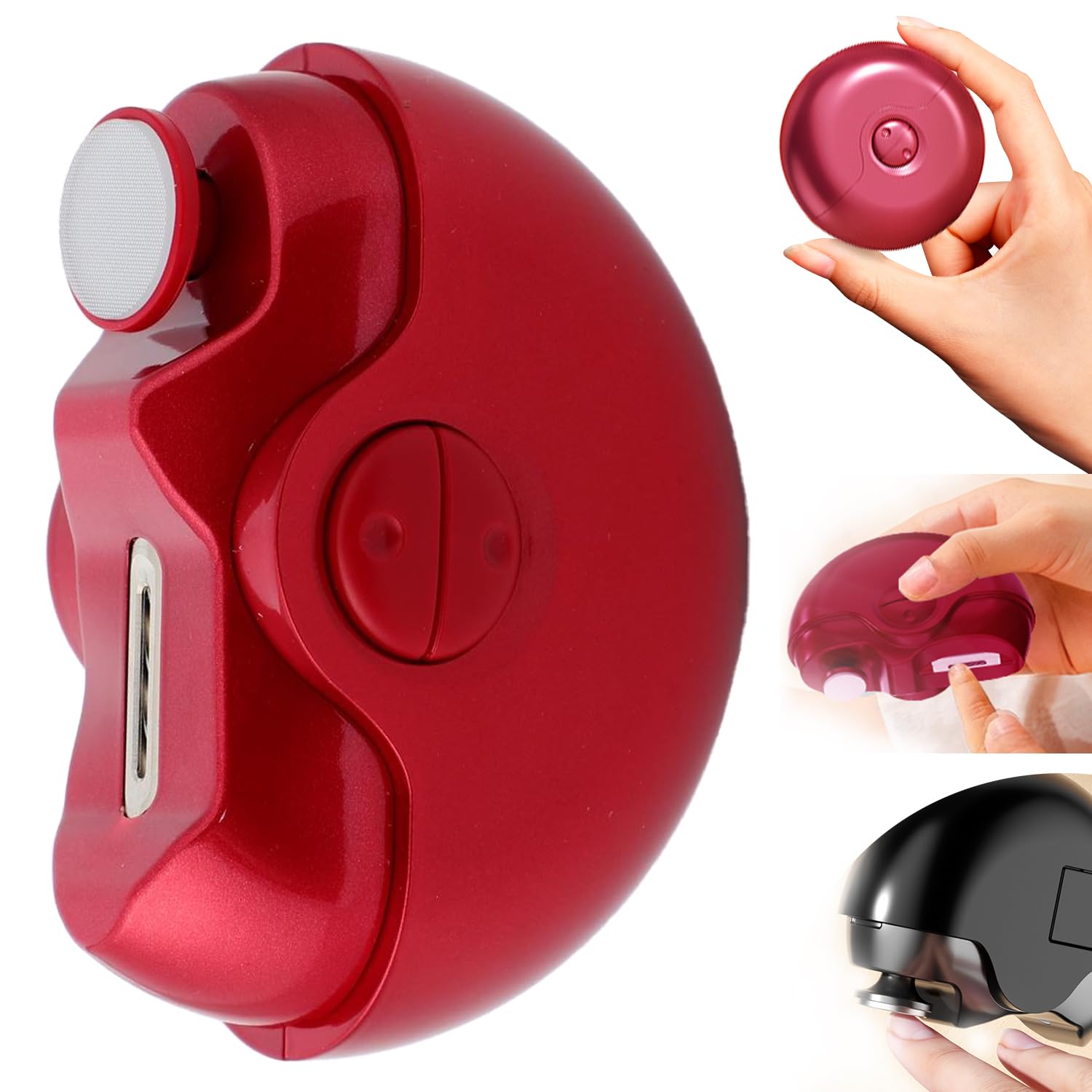 2 in 1 Electric Nail Clipper & Polisher - Automatic Nail Trimmer with 2 Adjustable Speeds, Rechargeable Nail File for Seniors, Kids & Adults (Red) - Perfect for Home, Travel & Salon Use