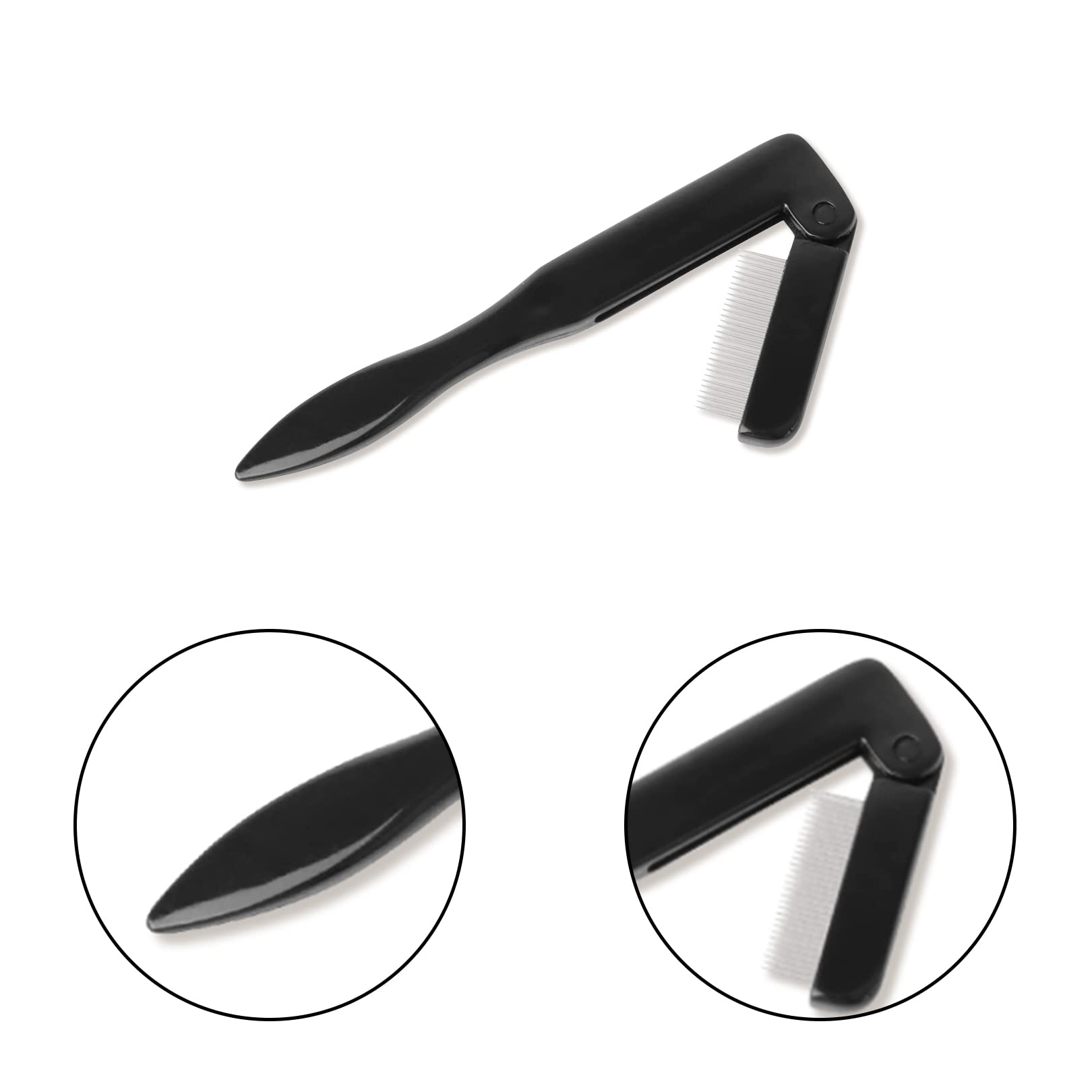 1Pcs Stainless Steel Eyebrow Comb & Eyelash Separator Brush - Portable Folding Grooming Tool for Perfect Eyebrow Shaping & Lash Separation - Ideal for Women's Makeup Kit, Travel & Daily Beauty Routine (Black)