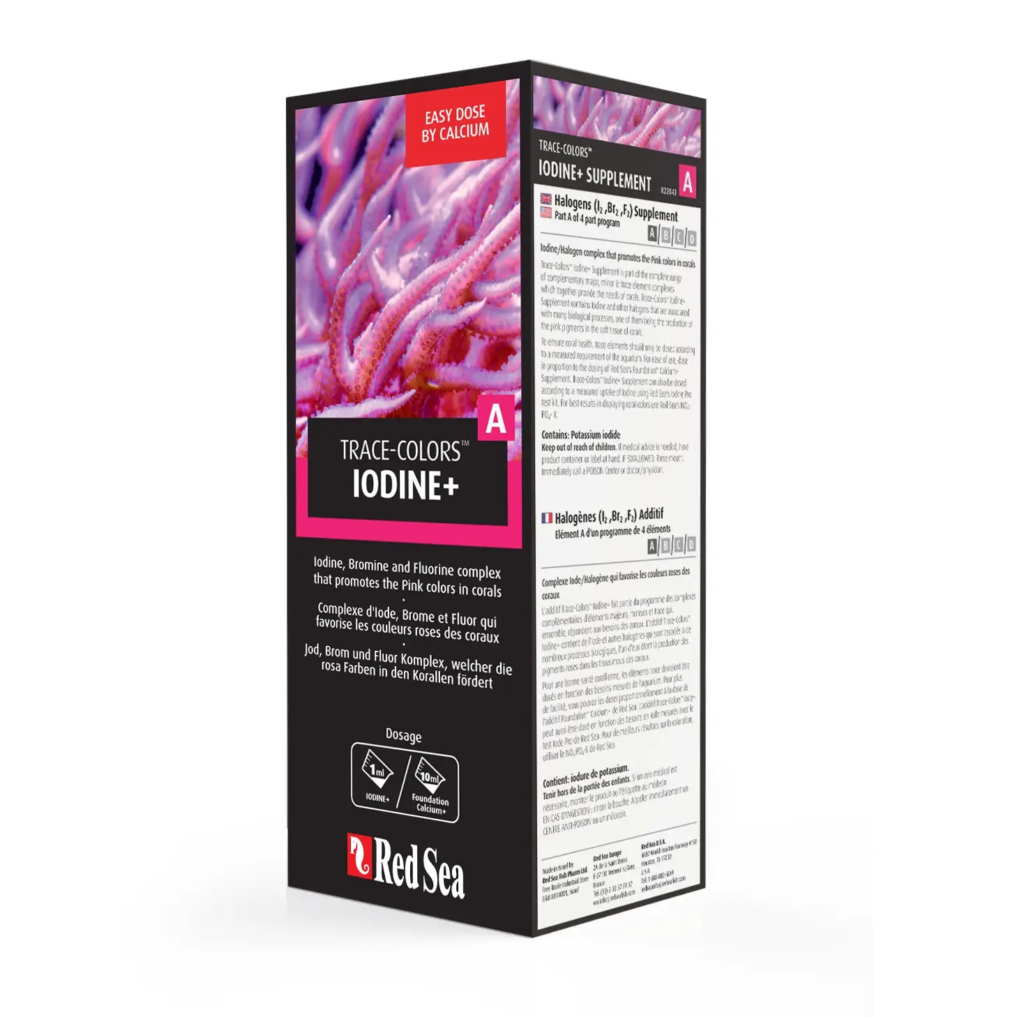 Red Sea Trace Colors Part A Iodine+ Supplement for Reef Aquariums - Essential Coral Growth & Coloration Enhancer for Saltwater Tanks