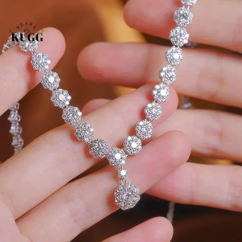 18K White Gold Diamond Necklace for Women - 9.20 Carat Real Natural Diamond Flower Pendant Luxury Jewelry | Perfect for Parties, Weddings & Special Occasions