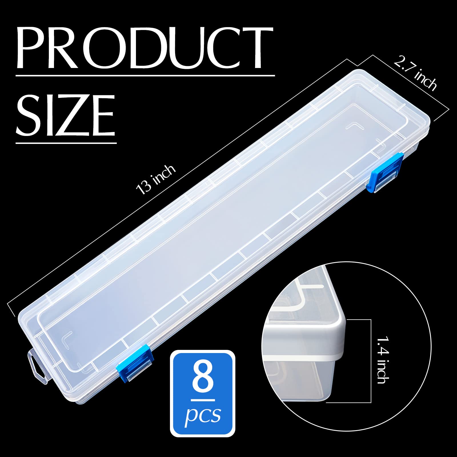 8-Piece Translucent Plastic Paint Brush Holder Set - Artist Organizer Case for Watercolor Pens, Pencils & Drawing Tools (13 x 2.7 x 1.4 Inches) - Perfect for Art Studios, Classroom Supplies & Travel Painting Kits