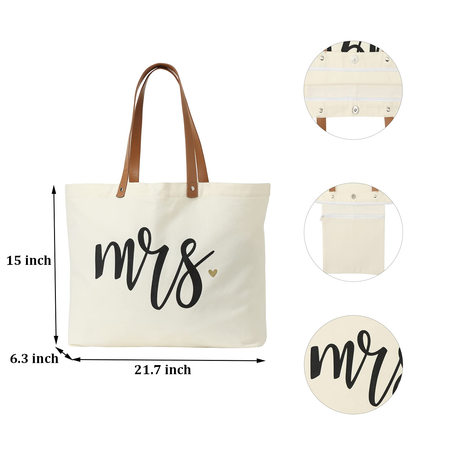 Bride Tote Bag with Makeup Pouch - Perfect Wedding Gift for Bridal Showers, Bachelorette Parties & Honeymoon Travel - Large Canvas Shoulder Bag with Cosmetic Organizer for Brides-to-Be