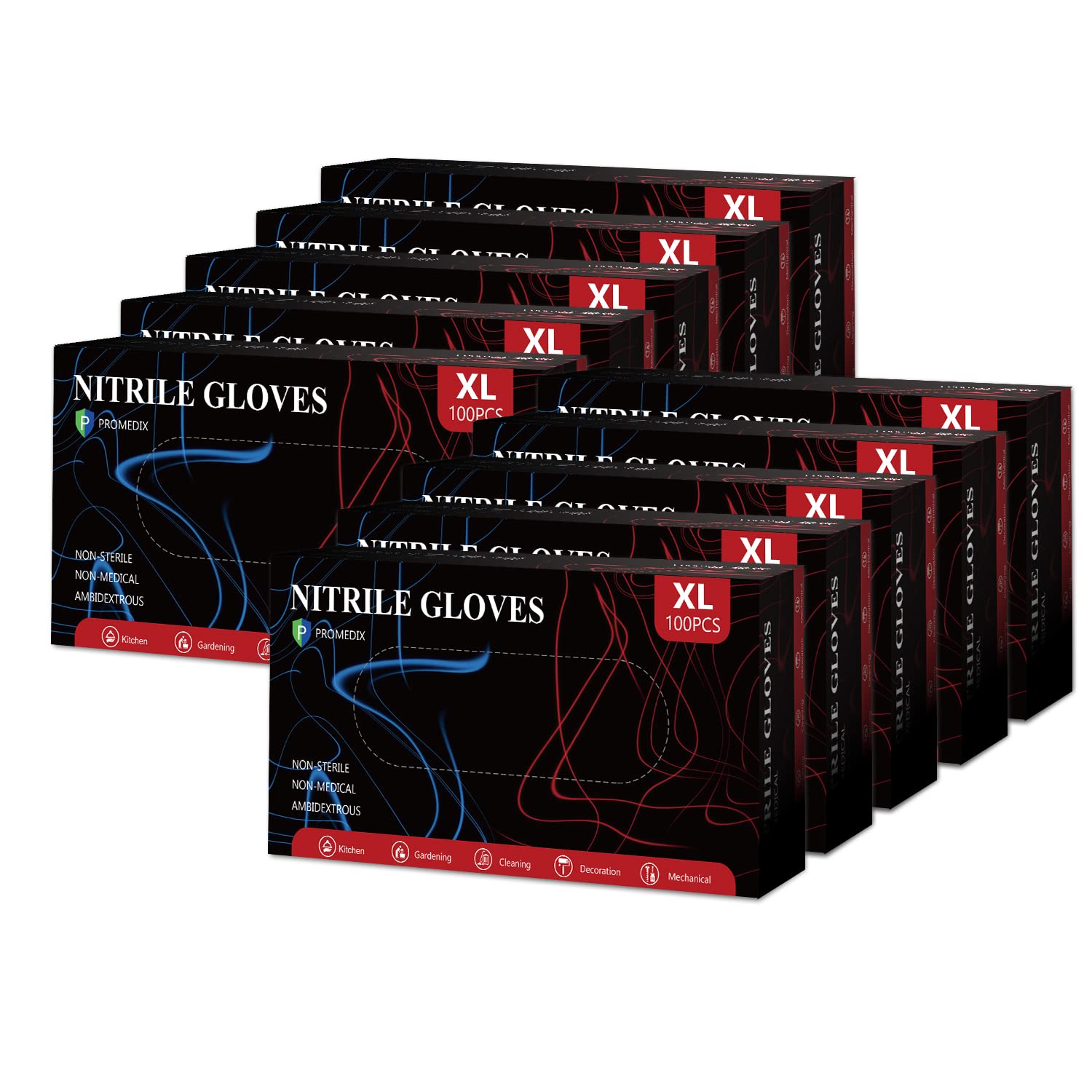 PROMEDIX P Nitrile Disposable Gloves - 4mil Thickness, 1000 Count Box, Latex-Free & Powder-Free - Food Safe Gloves for Cooking, Cleaning, Medical Use & Household Chores