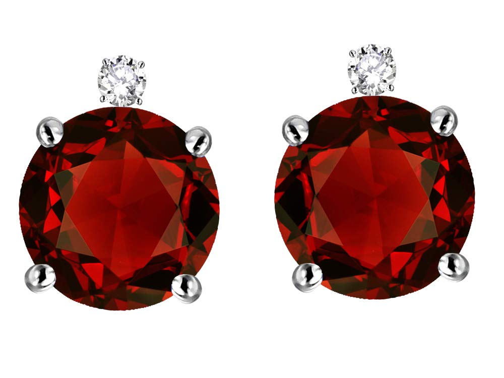 14K Gold Round 7mm Stud Earrings with Accent Stone - Elegant Star K Jewelry for Women | Perfect for Everyday Wear, Parties & Special Occasions