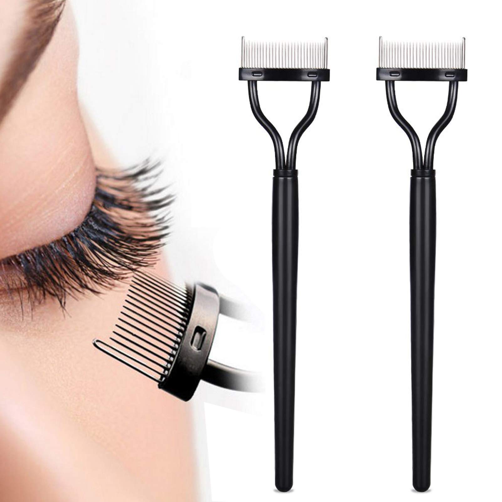 Vodisa Professional Metal Eyelash Comb & Curler Set - 2 Piece Mascara Separator & Lash Extensions Applicator Kit for Perfect Eyelash Styling | Ideal for Salon, Home Use & Makeup Artists
