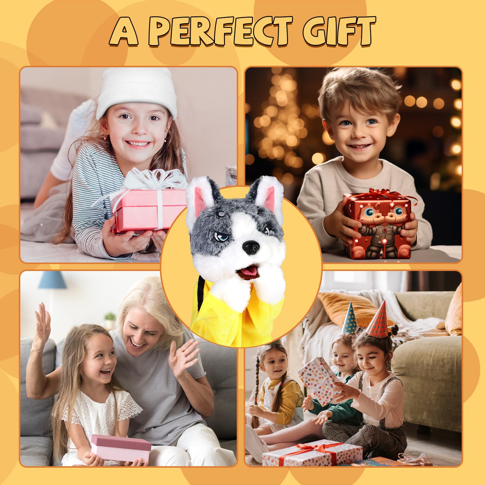 2PCS 2024 New Kung Fu Animal Toy Husky Gloves Plush Puppet - Interactive Stuffed Hand Puppet Dog for Kids, Boxing Action Toy Gift for Boys & Girls - Perfect for Imaginative Play, Storytelling & Martial Arts Fun