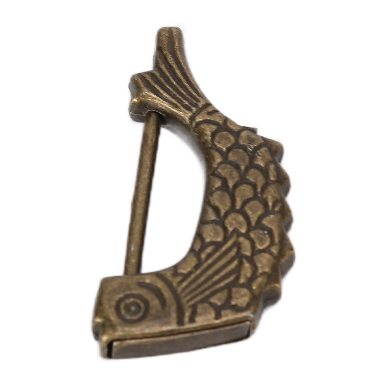 Vintage Antique Padlock - Decorative No Fish Shaped Cabinet Lock for Jewelry Box, Wooden Chest & Collectibles | Perfect for Home Decor, Antique Restoration & Gift Giving