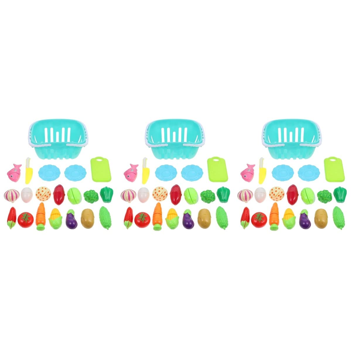 Healifty 3 Sets Play Kitchen Cutting Toys for Kids - Pretend Play Fruit & Vegetable Cutting Food Toys - Educational Toddler Learning Toy for Role Play & Early Development