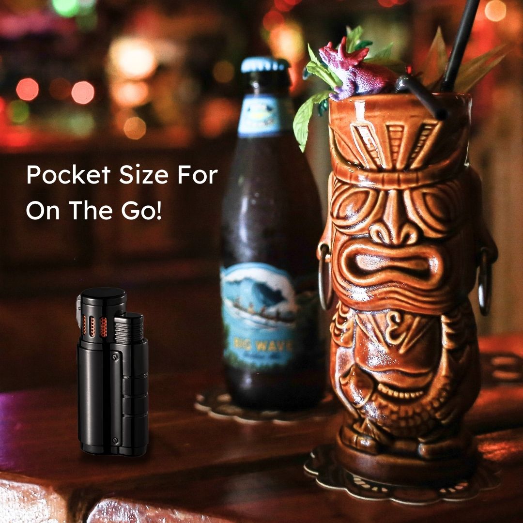 Premium Visol Champ Triple Torch Cigar Lighter - Matte Black Finish | Windproof Butane Lighter for Cigars, Cigarettes & Outdoor Use | Perfect for Smoking Enthusiasts & Gifts