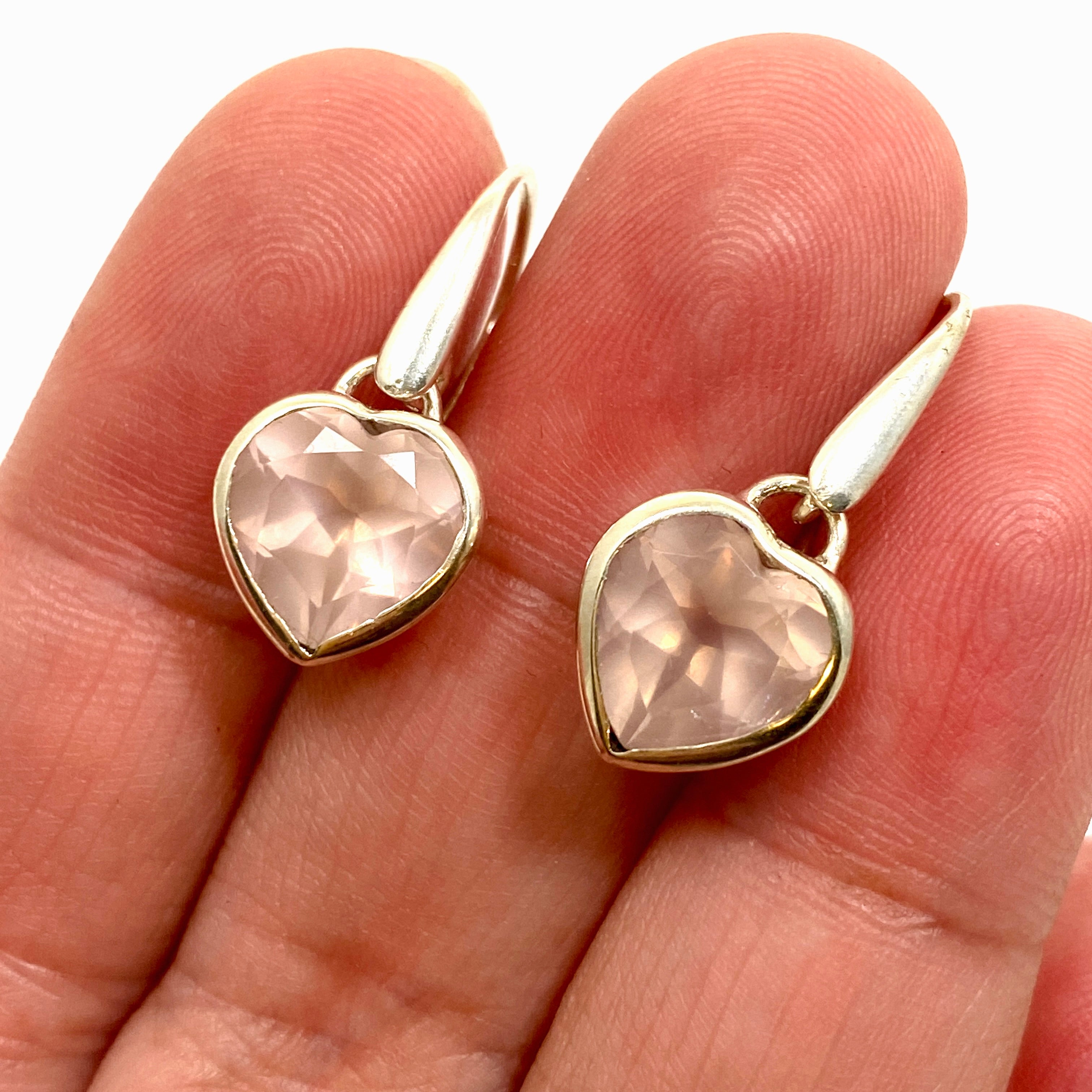 Rose Quartz Heart Faceted Earrings for Women - Dainty Crystal Stud Earrings - Healing Stone Jewelry for Valentine's Day Gift, Meditation & Energy Balancing