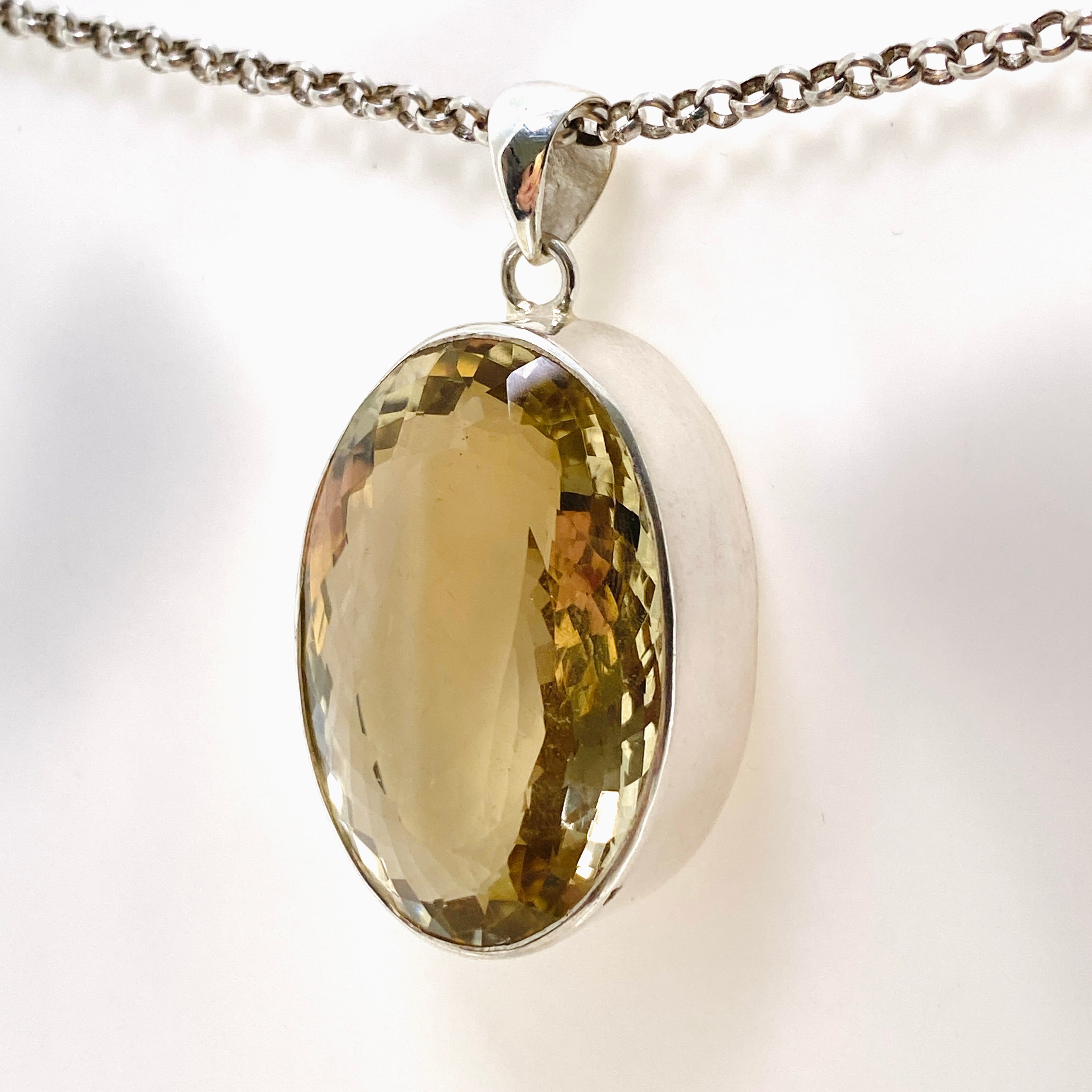 Smokey Lemon Quartz Oval Faceted Pendant Necklace - Natural Gemstone Jewelry for Women - Perfect for Everyday Wear, Gifts & Special Occasions