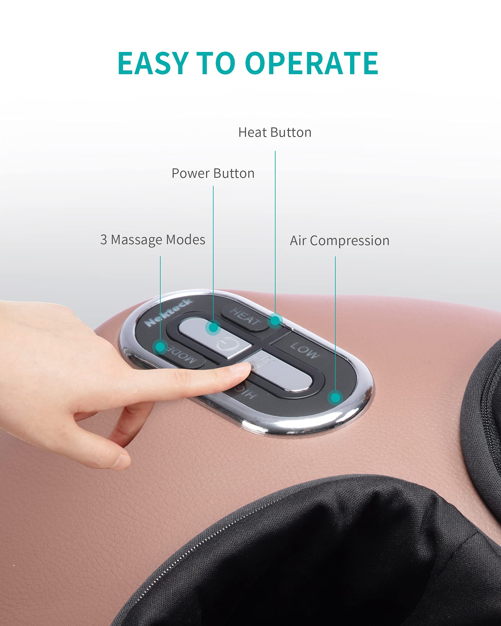 Nekteck Shiatsu Foot Massager Machine with Heat Therapy - Deep Kneading & Air Compression for Improved Blood Circulation - Relieve Foot Pain & Stress - Perfect for Home, Office, or Travel Use (Brown)