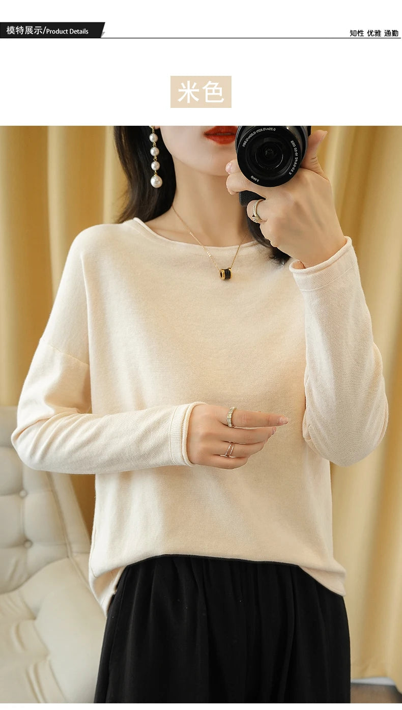 Soft Cotton O-Neck Pullover Knit Sweater for Women - Cozy Winter Wear & Casual Outfits