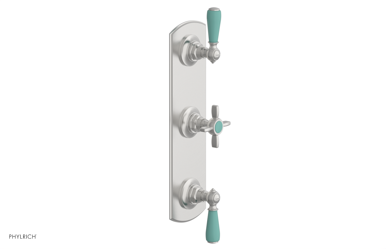 Jamestown Thermostatic Shower Valve with Dual Volume Control - Turquoise Accents (Model 4-740) for Modern Bathroom Renovations & Luxury Spa Experience
