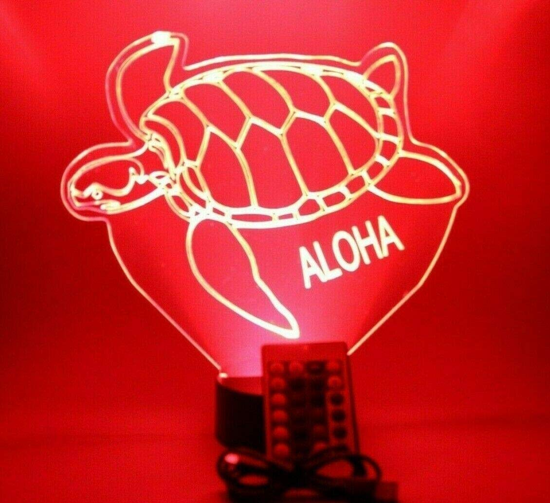 Sea Turtle Night Light with Remote - 16 Color Changing LED Marine Turtle Lamp, Custom Name Engraving, Dimmable Table Light for Kids & Adults - Perfect for Bedroom, Nursery, Gift Giving & Relaxation