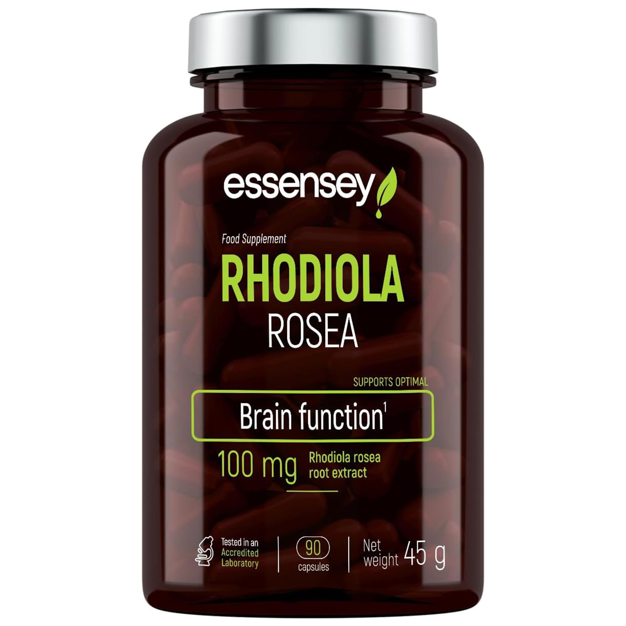 Essensey Rhodiola Rosea Supplement - 100mg, 90 Capsules | Natural Stress Relief & Energy Booster for Workout, Study & Daily Performance