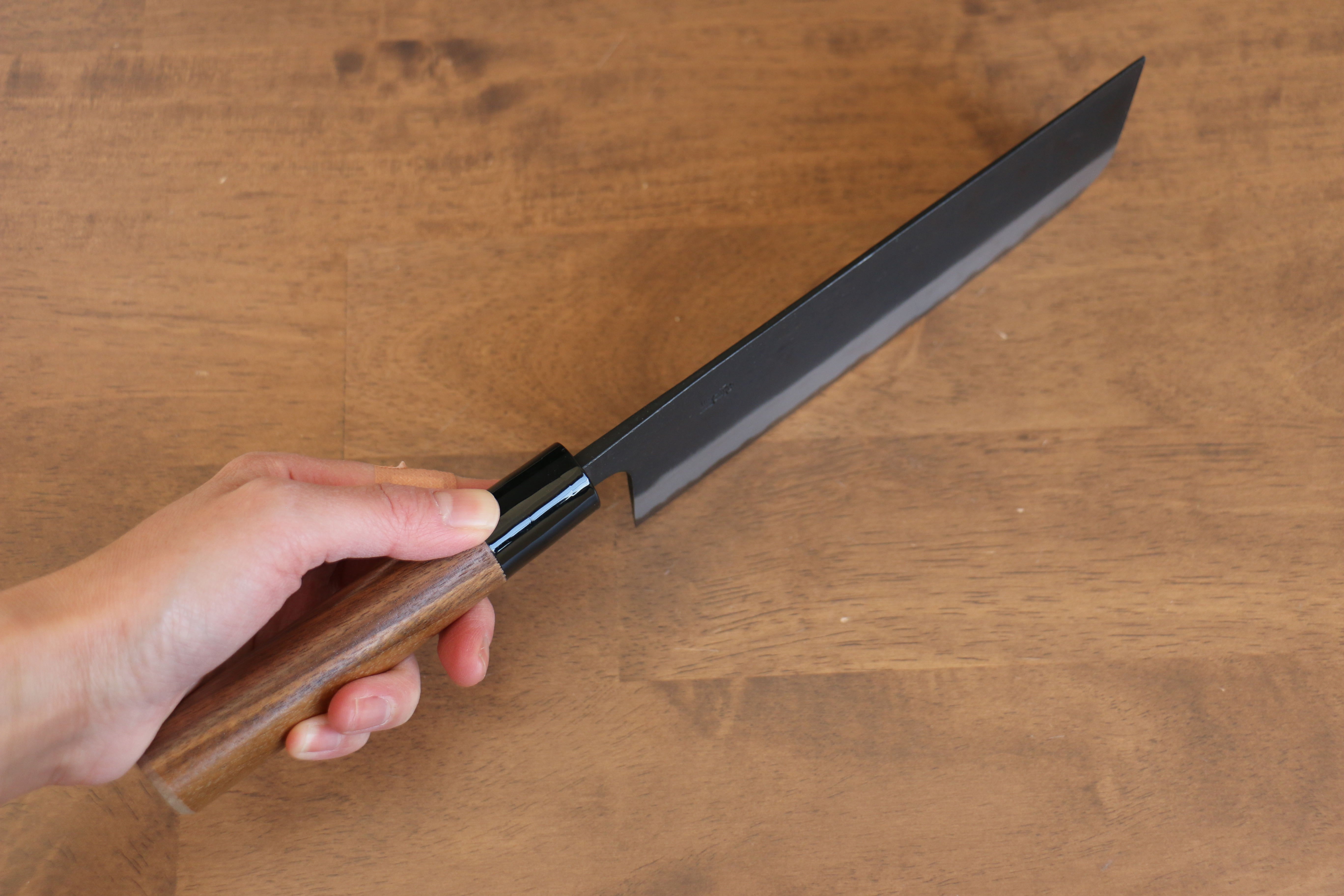 Nao Yamamoto 180mm White Steel Kurouchi Nakiri Knife with Walnut Handle - Professional Japanese Vegetable Knife for Home Chefs & Sushi Preparation