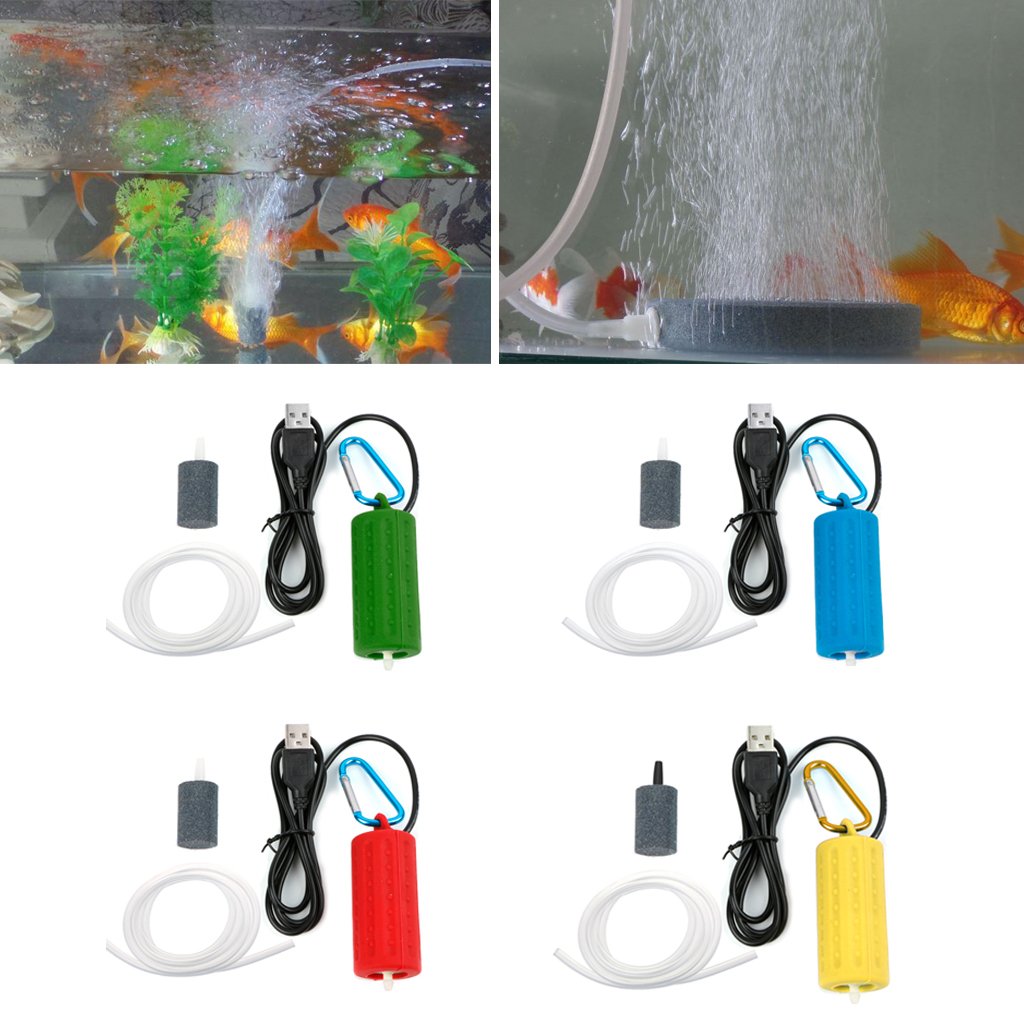 Portable Mini USB Aquarium Air Pump - Silent Oxygen Compressor for Fish Tanks - Energy Saving Aquarium Aerator (Light Blue) - Perfect for Small Fish Tanks, Betta Bowls & Travel Use