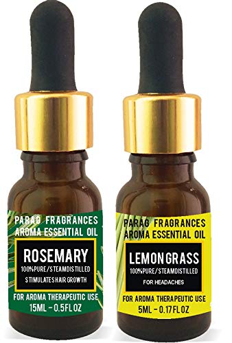 100% Pure Therapeutic Grade Rosemary and Lemongrass Essential Oil - 30ml Undiluted for Hair Growth, Respiratory Support & Skin Care | Aromatherapy, Massage & DIY Beauty Uses