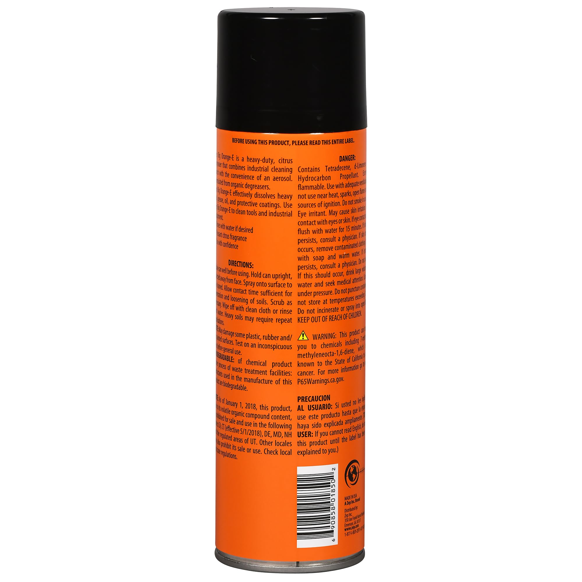 Zep Big Orange-E Heavy-Duty Citrus Degreaser Aerosol - 15 oz (Pack of 12) | Industrial Strength Cleaner with Natural Solvents | Removes Grease, Oil, Tar & Tough Stains | Ideal for Garage, Workshop & Commercial Kitchens