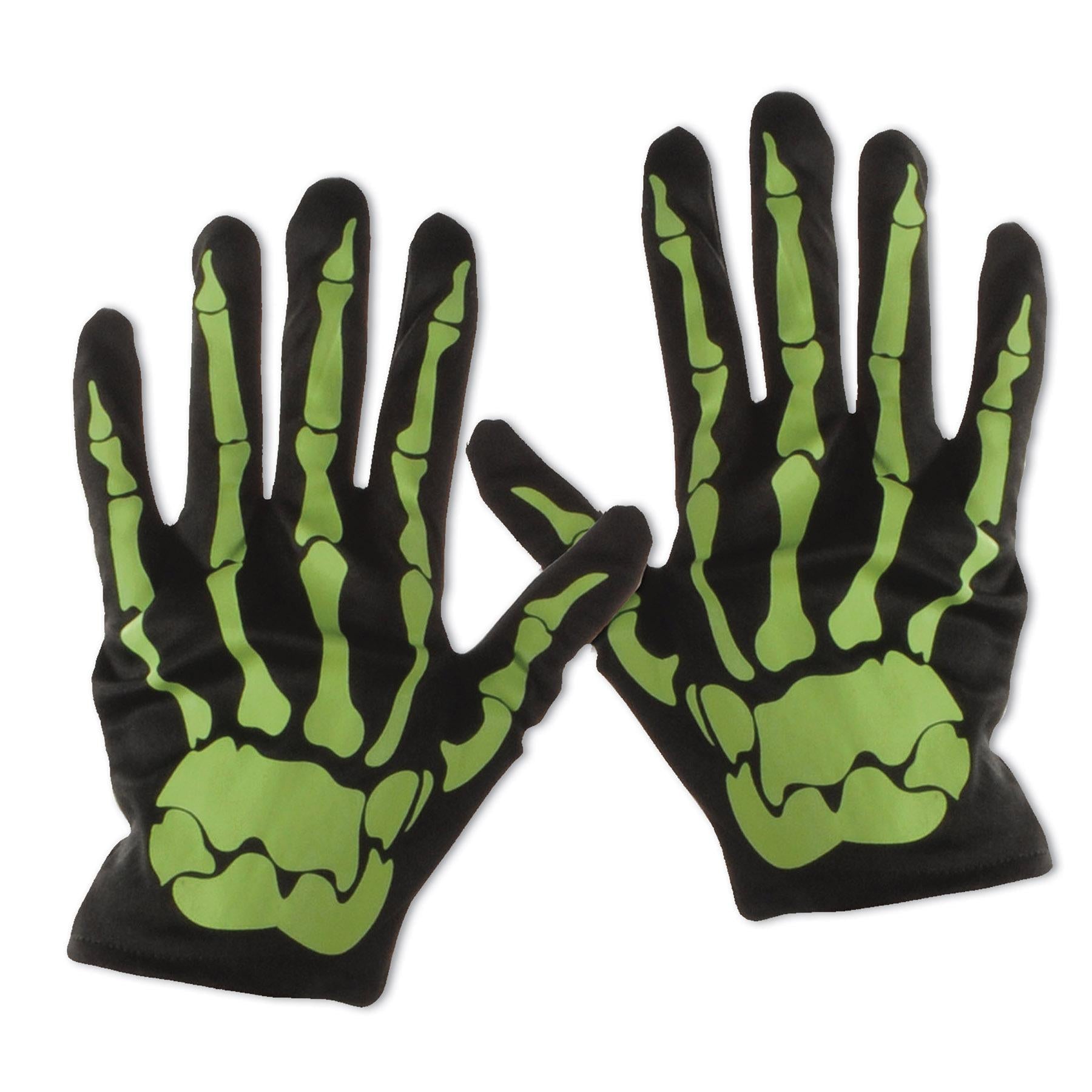12 Pair Beistle Halloween Nite Glo Skeleton Gloves - Glow in The Dark Party Accessories for Costume, Haunted House & Spooky Night Events