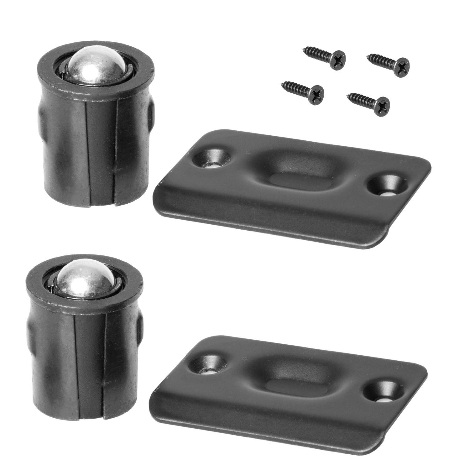 Black Ball Catch Door Hardware - 2 Pack for Smooth Cabinet & Closet Door Closing | Perfect for Home, Office & RV Organization