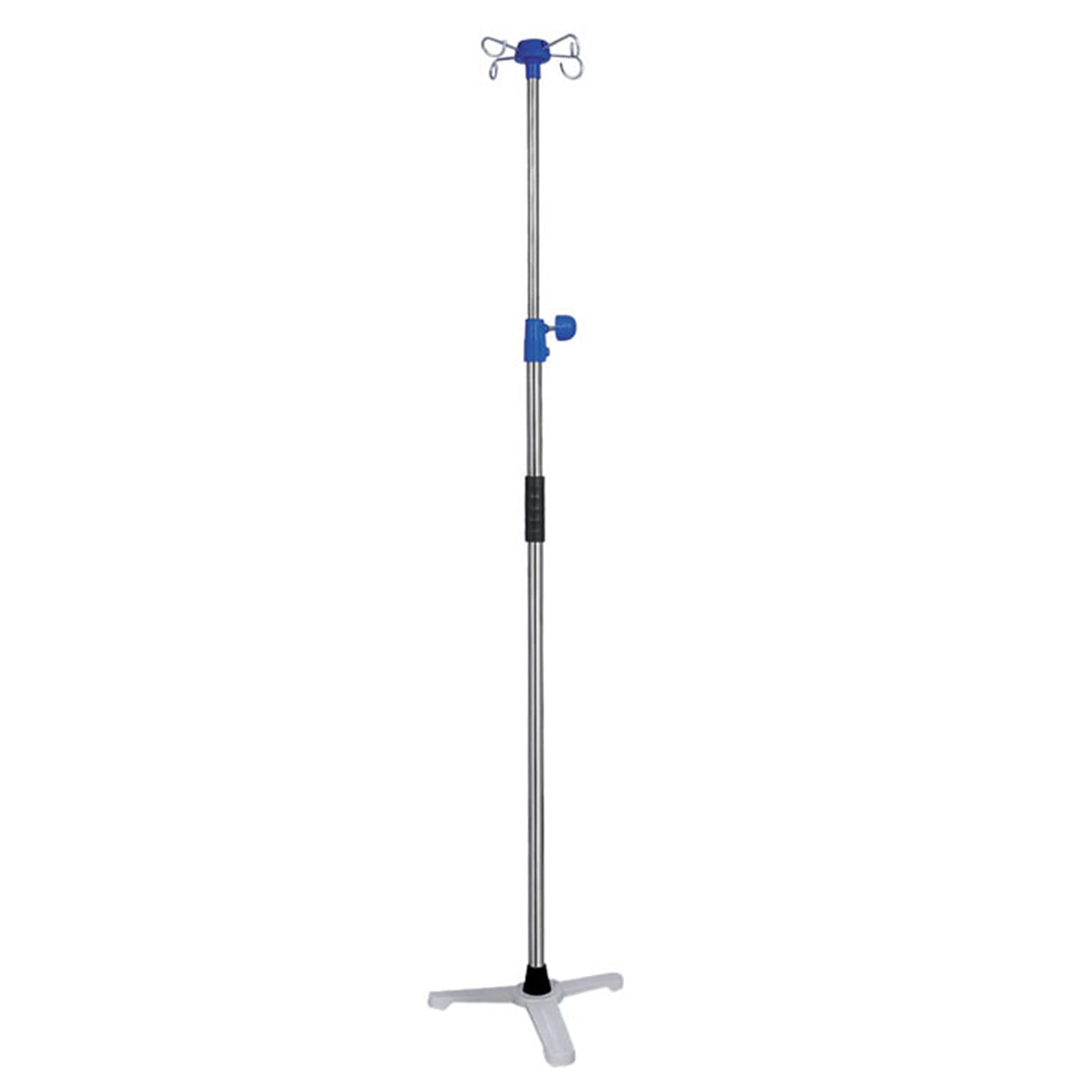 CIKO IV Pole Stand - Heavy Duty Cast Iron Base with ABS Plastic Cover & Adjustable Height IV Bag Holder - 4 Hook Infusion Stand for Hospital, Clinic & Home Healthcare Use