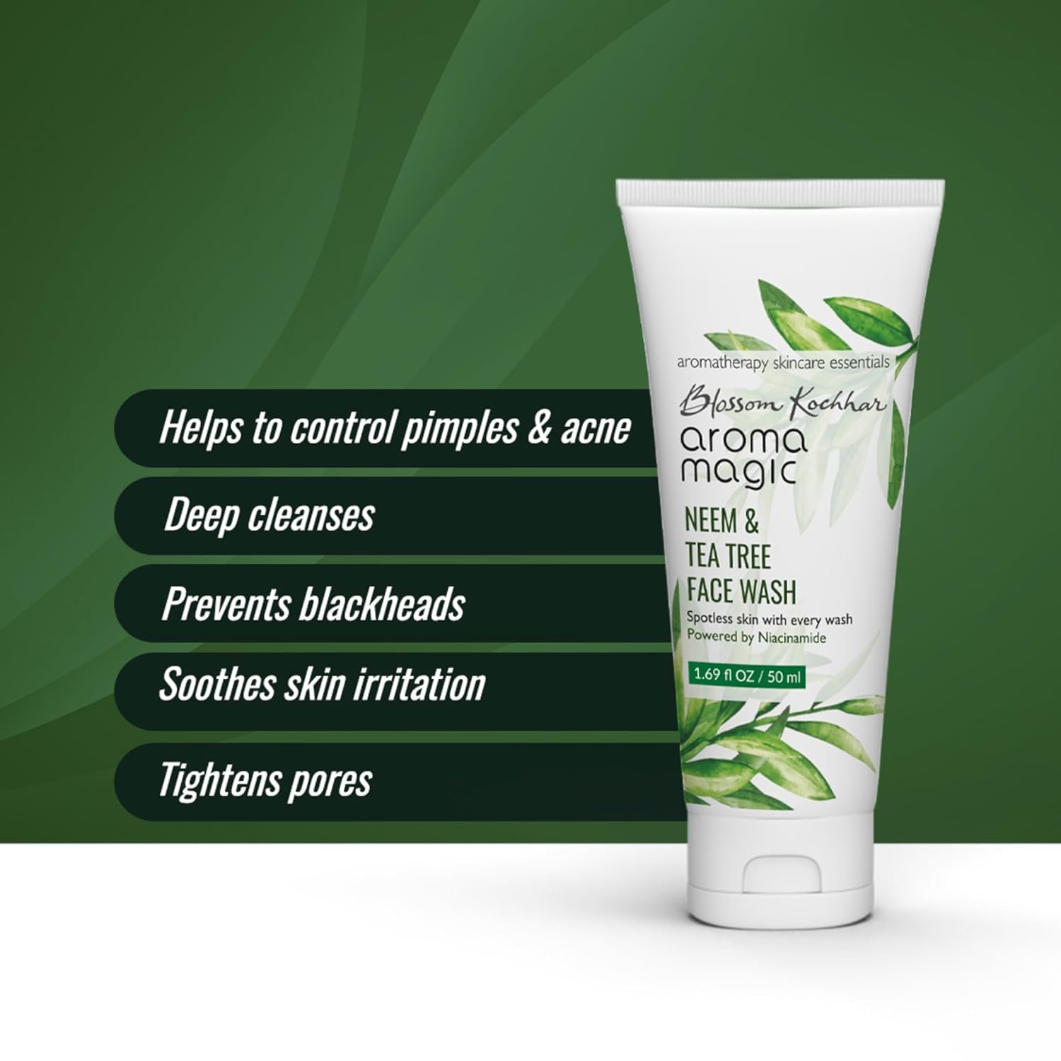 Aroma Magic Neem and Tea Tree Face Wash with Niacinamide - 100ml | Deep Cleansing, Acne Control & Oil Balancing | Perfect for Daily Skincare Routine