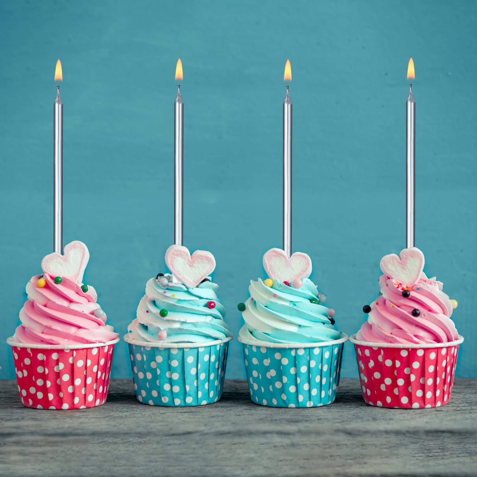 12-Pack Silver Glitter Birthday Cake Candles - Tall Decorative Candles for Birthday Cakes, Wedding Cakes & Party Desserts - Perfect for Birthday Parties, Anniversary Celebrations & Special Events