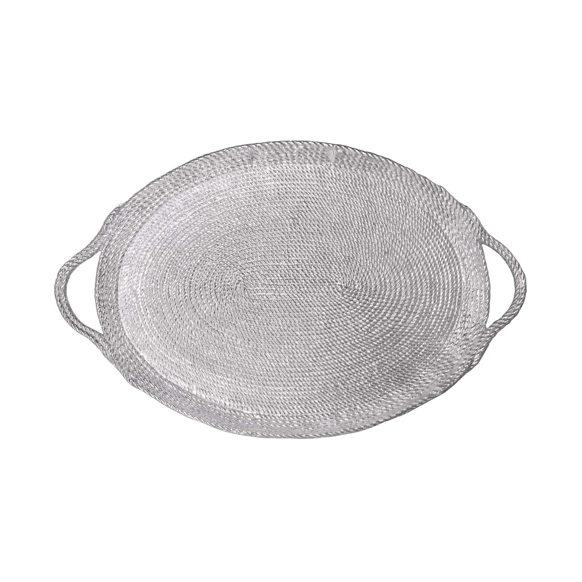 Stylish Rope Handled Large Oval Tray - Perfect for Serving, Home Decor & Party Essentials | Durable Wooden Serving Platter for Dining, Coffee Table Centerpiece & Gift Giving