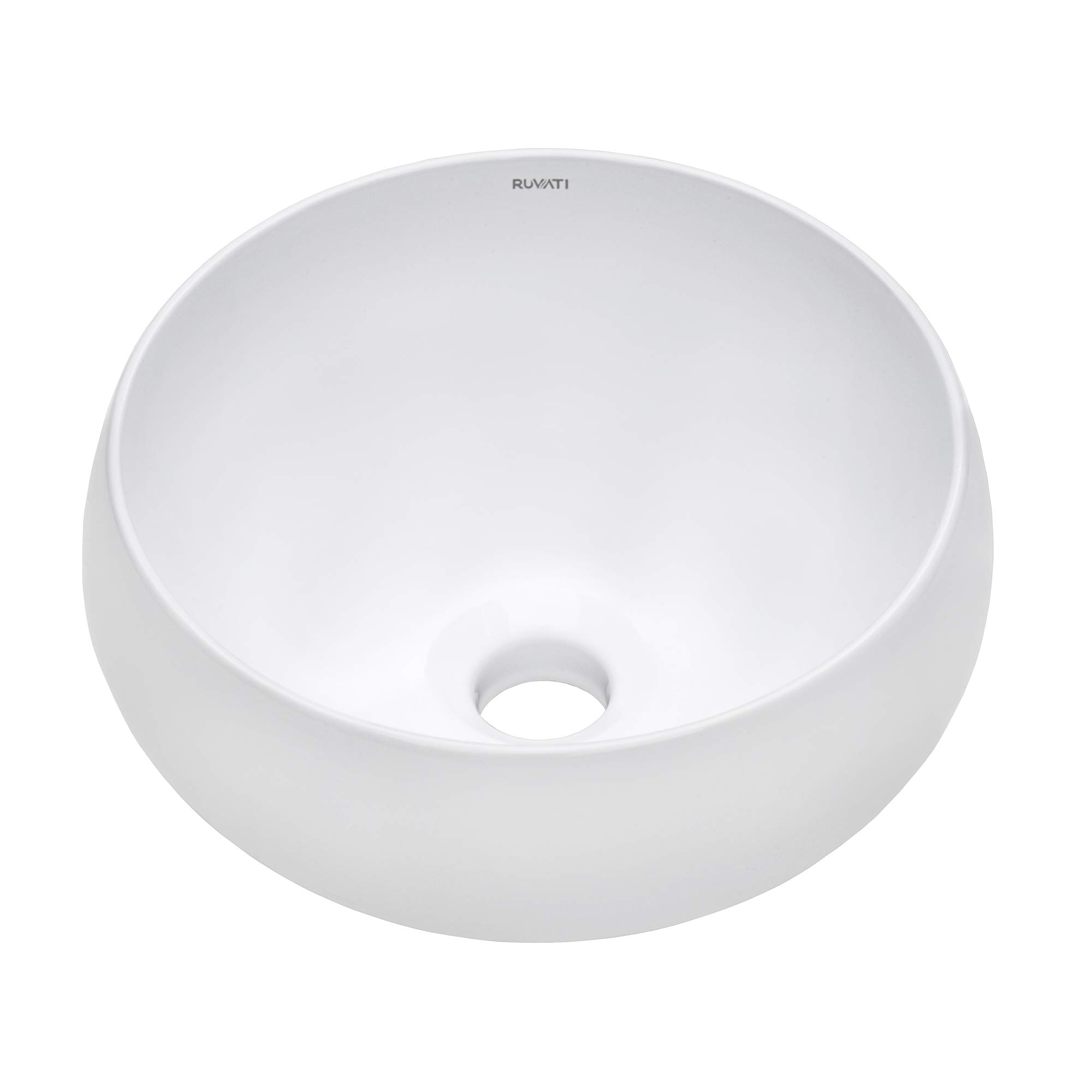 Ruvati 12 Inch White Porcelain Round Vessel Sink for Bathroom Vanity - RVB0312 | Above Counter Ceramic Sink for Modern & Elegant Bathroom Decor | Perfect for Small Spaces, Powder Rooms & Guest Baths