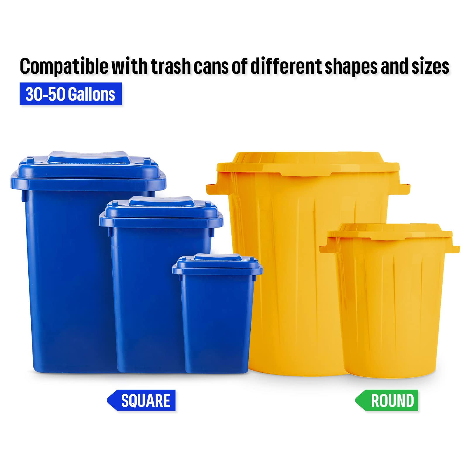 Heavy Duty 2 Pack Trash Can Lock for 30-54 Gallon Outdoor Garbage Bins - Secure Lid Lock with Bungee Cord to Keep Animals Out (Squirrels, Dogs, Raccoons) - Perfect for Backyard, Garage & Street Side Use