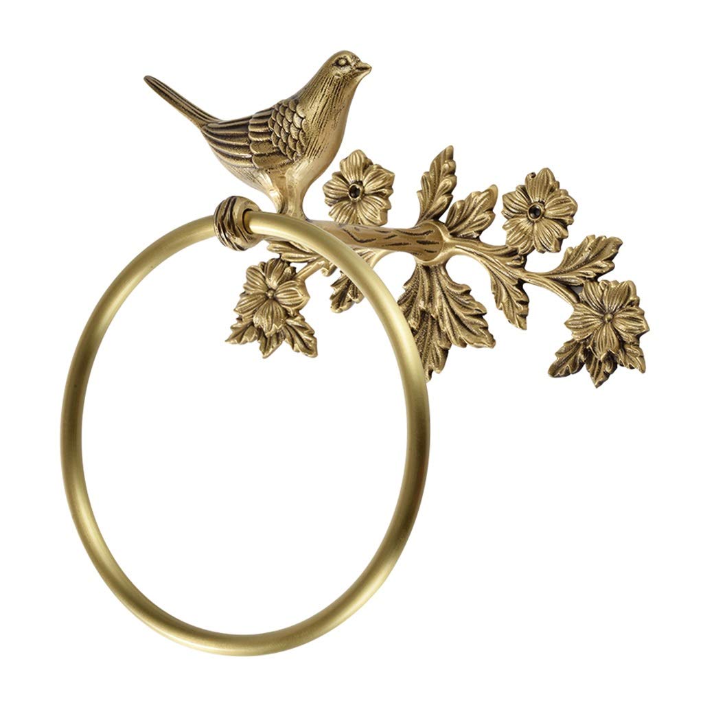 Premium All-Copper Bird Decorative Towel Ring - Wall-Mounted Bathroom Towel Holder & Stand (Gold, 26x21x15.5cm) - Perfect for Spa, Guest Bathroom & Luxury Home Decor