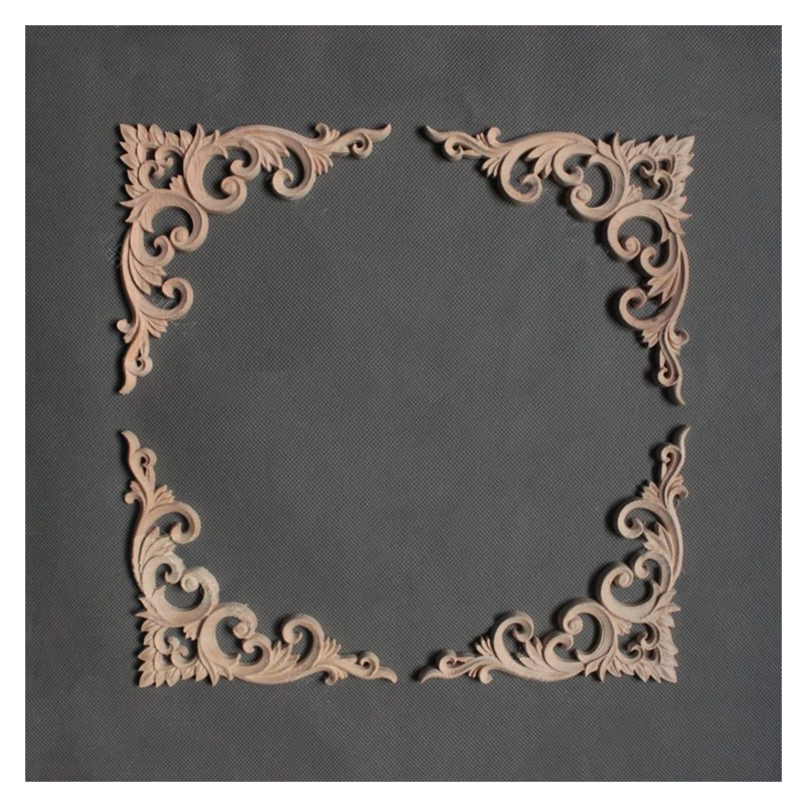 Solid Wood Applique Inlay & Onlays - Unpainted Decorative Wood Trim Molding for Furniture, Bed, Door - Handcrafted Wood Carving Decals - Perfect for Home Decor, DIY Projects & Furniture Restoration