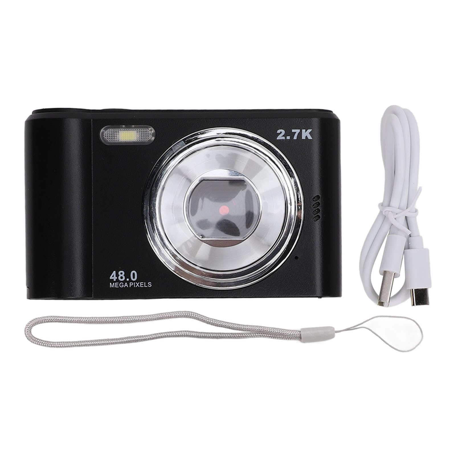 4K HD Digital Camera 48MP Image 2.7K Video 8X Zoom IPS Screen Auto Focus 700mAh Portable Travel Vlogging Camera for YouTube, TikTok, Travel & Outdoor Adventures (Black) - Perfect for Vloggers, Travelers & Content Creators