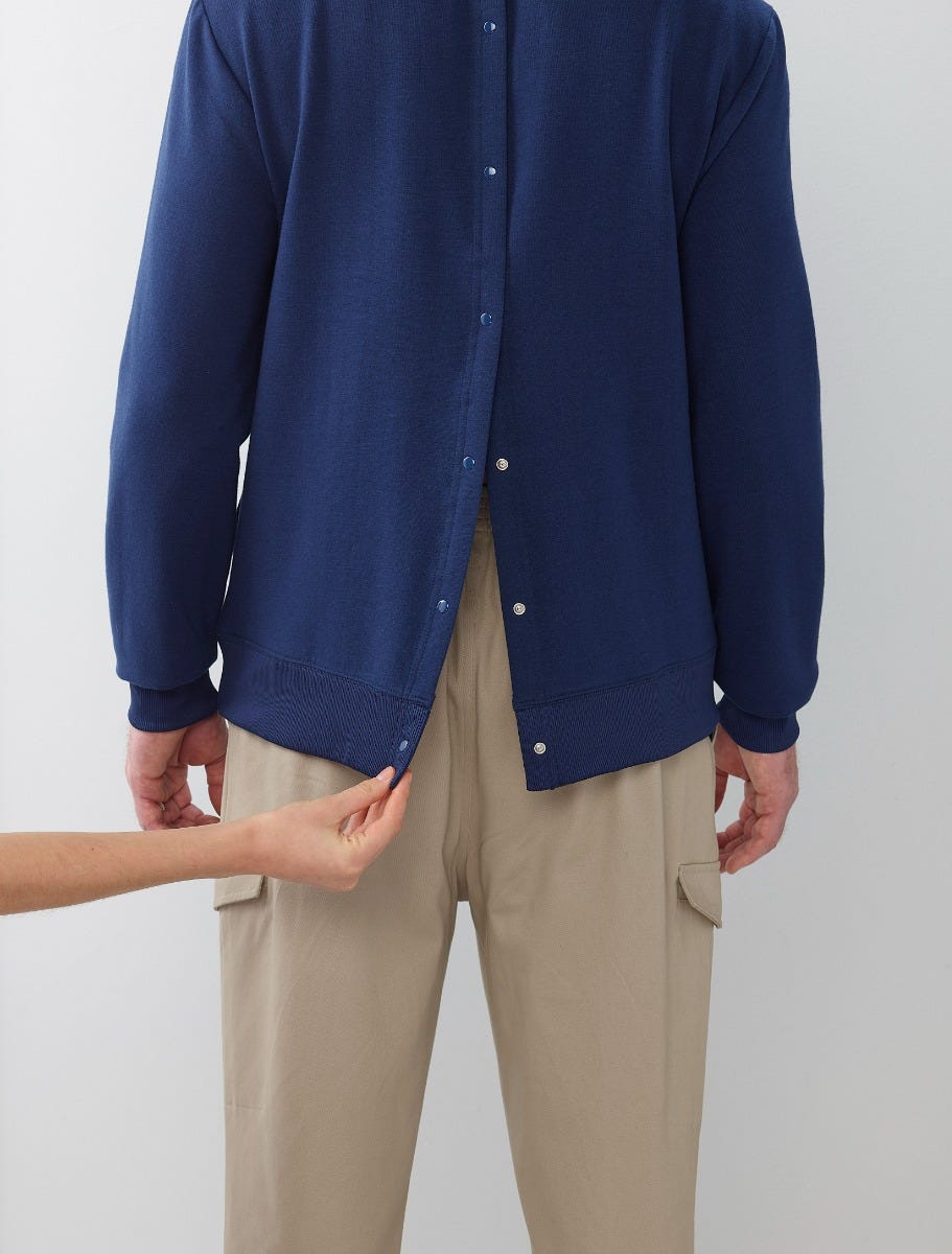 Men's Open Back Adaptive Fleece Sweatshirt - Comfortable & Easy Wear for Seniors & Disabled - Perfect for Wheelchair Users & Home Relaxation