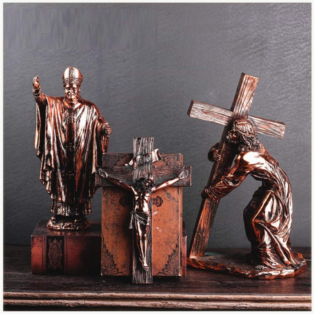 Handcrafted Resin Jesus Virgin Mary Vatican Pope Figurine - Christian Catholic Religious Sculpture Statue for Home Decor, Gift & Prayer Altar
