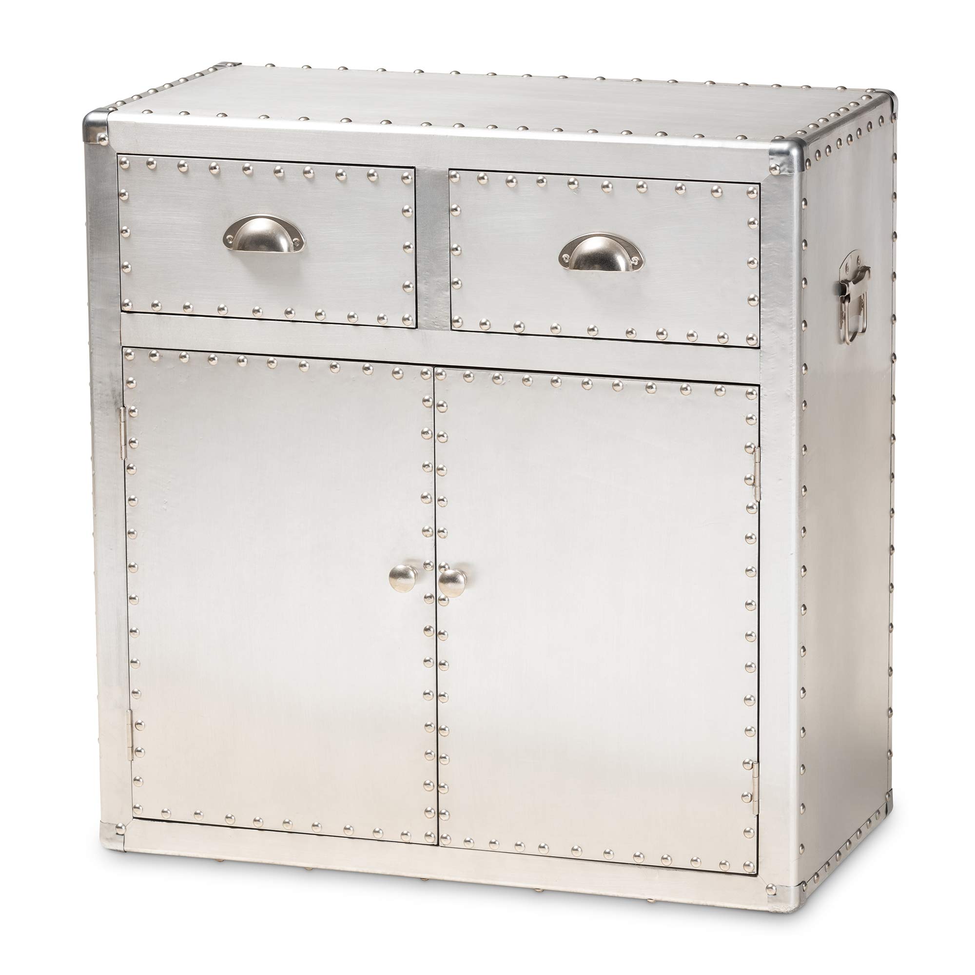 Baxton Studio Silver Multipurpose Shelving & Storage Cabinet - Modern Home Office, Living Room, or Garage Organizer